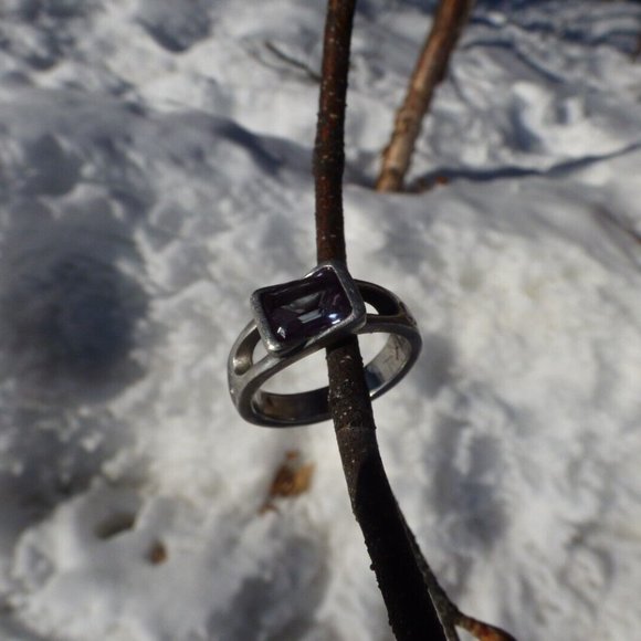 OOAK ARTISAN PLATINUM ALEXANDRITE MOISSANITE OPEN SHOULDER MEN PINKY RING 7.5 - Picture 8 of 14